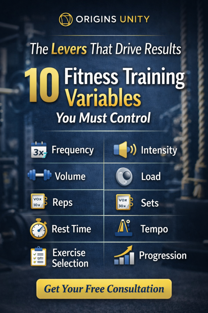 10 fitness training variables infographic Origins Unity