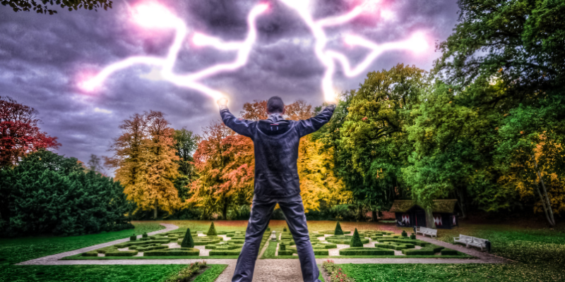 man-with-electrical-charge-connecting-to-sky